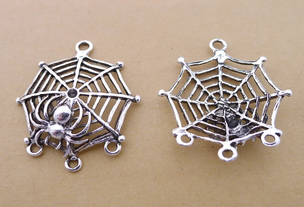 50 шт cobweb spiderweb Charm 31x36 мм старинная серебряная подвеска для изготовления ювелирных