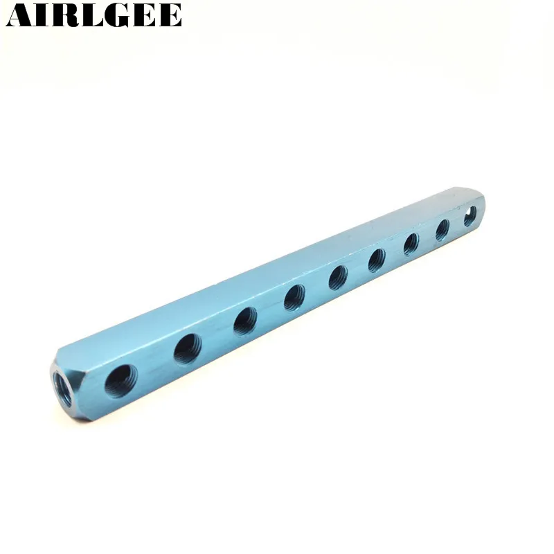 

1/4"PT Threaded Ports Blue 9 Way Pneumatic Quick Connect Air Hose Manifold Splitter