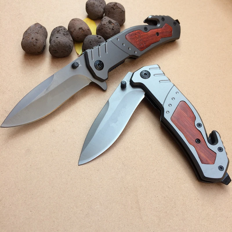 

8" Brown Mini Knife Survival Hot Sale Hunting Portable Key Edc Stainless Fold Camping Tactical Folding Pocket Ring Outdoor Tools