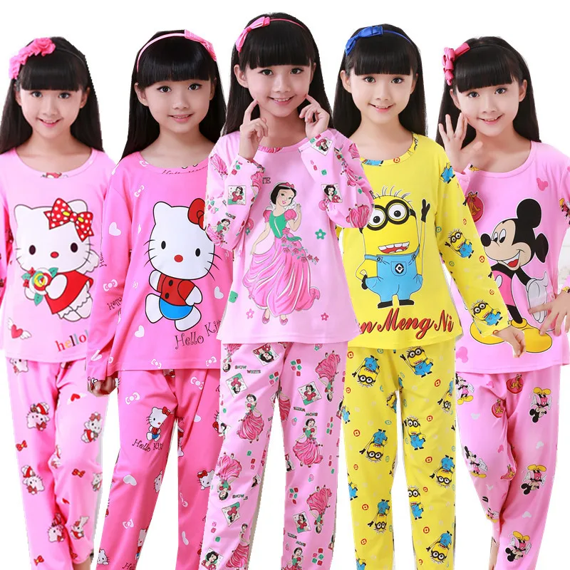 

New Sale 2019 spring Baby Sleepwears Suits Lovely Gilr Pajamas Children Pyjamas Girls Cartoon Pijamas Kids Clothing set