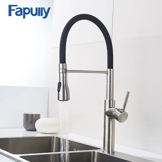 Fapully Brushed Nickel Kitchen Faucet 100 Solid Br Single Handle Fapully Brushed Nickel Kitchen Faucet 100 Solid Br Single Handle Mixer Sink Tap 360 Degrees
