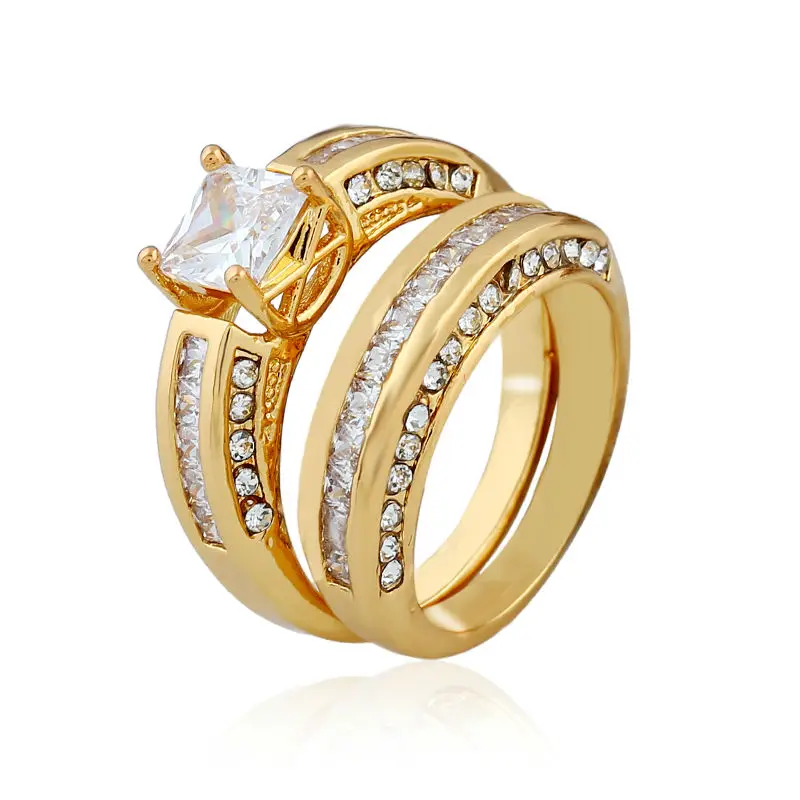News Finger His & Hers 2 Piece Gold Plated CZ Diamond ...