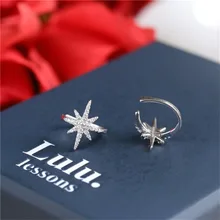 Женский серебряный и звезда розового золота, Кафф для ушей, микро Pave CZ Циркон, не прокалывается, маленький размер, для девушек, клипсы, серьги, манжета, корейские ювелирные изделия для ушей