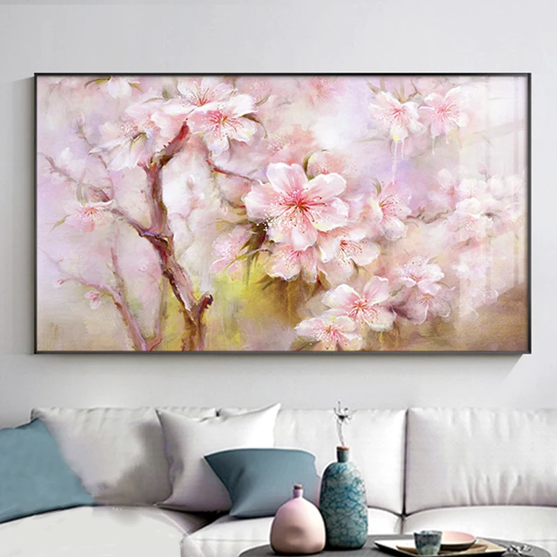 

100% Hand Painted Abstract Pink Flower Oil Painting On Canvas Wall Art Wall Adornment Pictures Painting For Live Room Home Decor