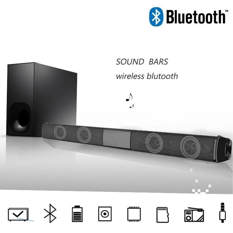 

20W/10W Wireless Bluetooth Soundbar Stereo Speakers Hifi Home Theater TV Sound Bar Surround Sound System AUX TF FM Radio Column