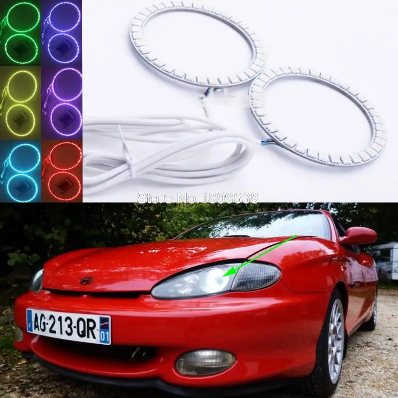 

Super bright 7-Color RGB Multi-Color LED Angel Eyes Kit with a remote control For Hyundai Tiburon Coupe RD1 J2 F2 1996-1999