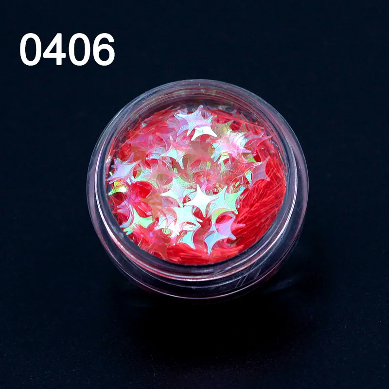

Belle Fille Nail Glitter Star Flakies Irregular Star Round Iridescent Sequins Powder Nail Art Decoration Chrome