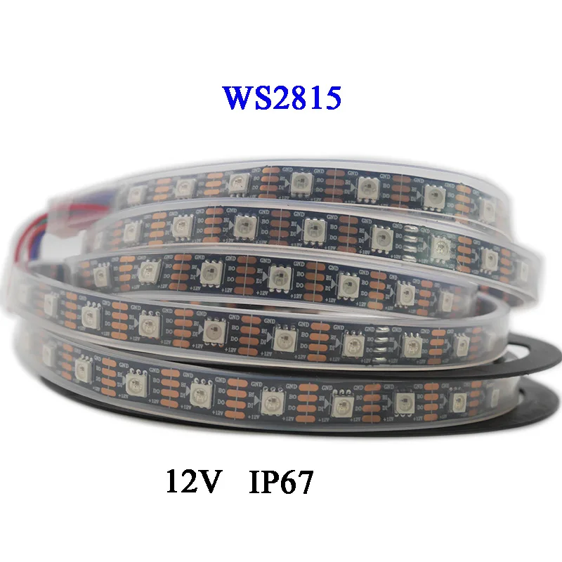 1 m/3m/5 m DC12V WS2815(WS2812B/WS2813) RGB светодиодный Пиксели полосы светильник индивидуально адресуемых Dual-усилитель сигнала 30/60/144 Пиксели/светодиодный s/m