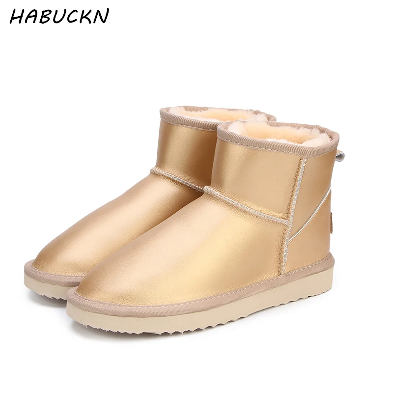 

Waterproof Genuine Leather Fur Winter Boots Warm Women Boots Classic Snow Boots Women Shoes Lady Ankle Shoes
