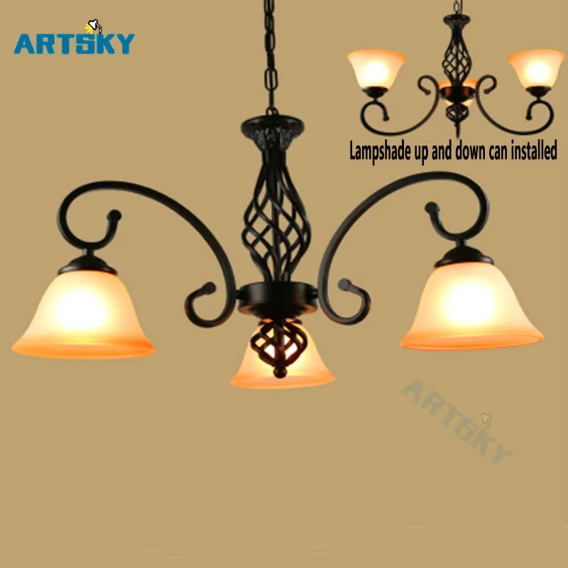 

Europe White/ Black Chandeliers Lights for Restaurant Livingroom Bedroom Indoor Lamp Ceiling Chandelier Brown Shade