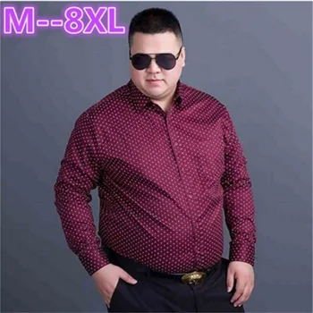

8XL 6XL 5XL 2018 new Men Fashion Casual Long Sleeved Printed shirt Slim Fit Male Social Business Dress Shirt Soft Comfortable