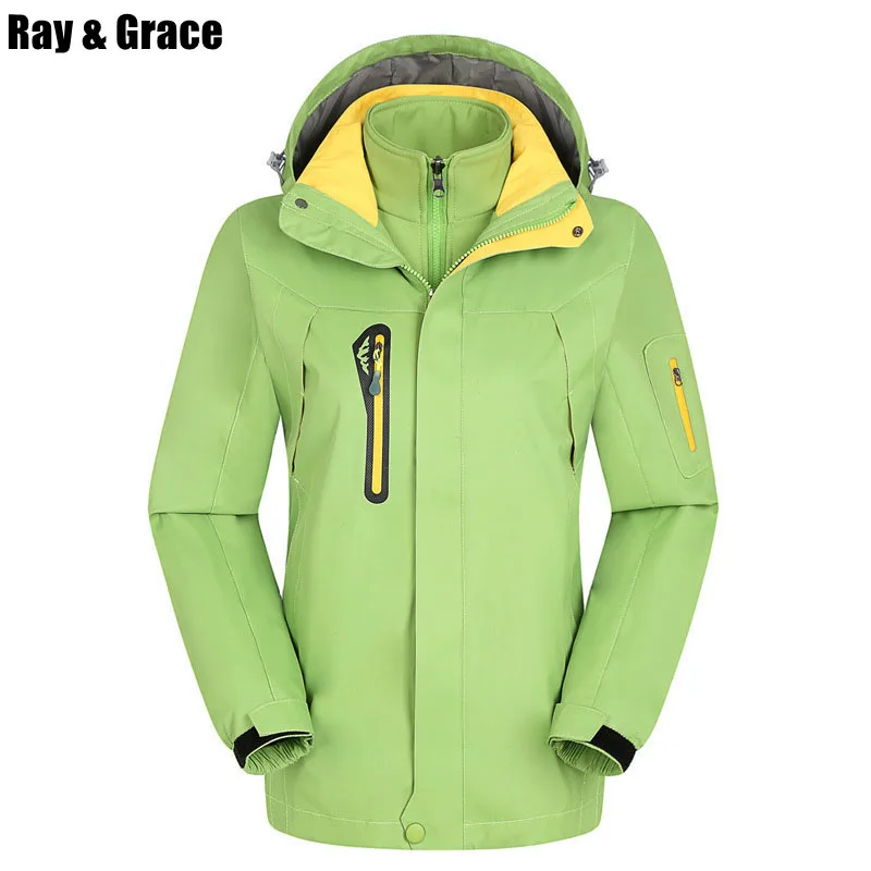 RAY GRACE зимние 3 в 1 внутренняя флисовая уличная Женская куртка теплая водонепроницаемая ветрозащитная Мужская Спортивная Треккинговая походная куртка