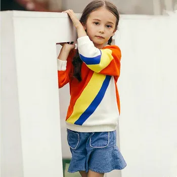 

Lashojas Red yellow blue white Spliced sweater for kids boys girls summer autumn sweater