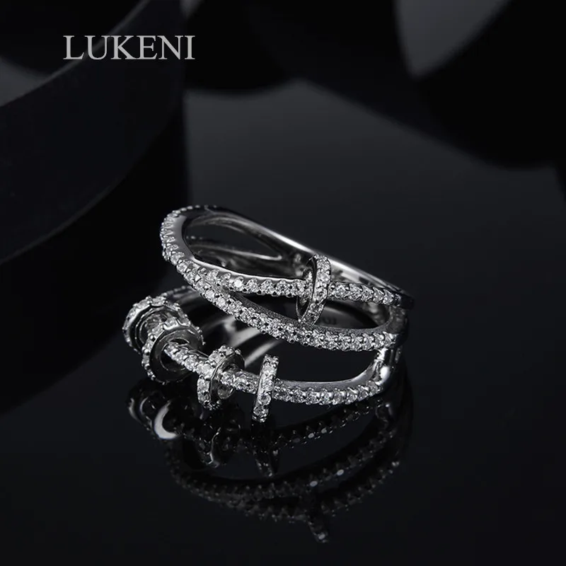 

LUKENI New Arrival Fashion Women S925 Sterling Silver Micro Inlay Zircon The Circle Circle Loops Rings Jewelry FREE SHIPPING