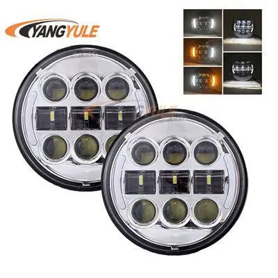 chrome 2PCS 2 шт 45 Вт 5,75 дюймов светодиодный налобный фонарь для Triumph Rocket iii 3 скорости/уличный тройной 5 3/" светодиодный налобный фонарь - Цвет: chrome 2PCS