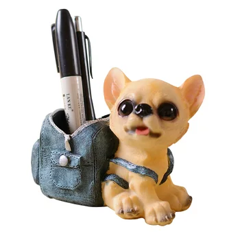 

Random Color Dogs Home Decor Mini Dog Denim Bag Resin Craft Pen Case for Student Gifts Cute Table Desktop Decoration Decorative