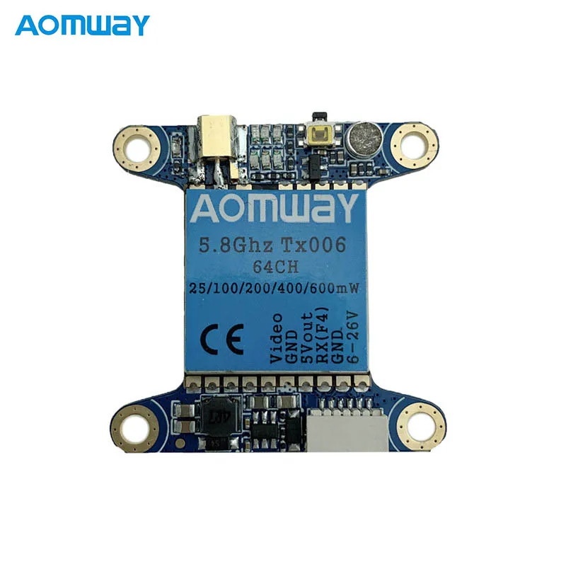 

Aomway TX006 5.8Ghz 64CH 25mW/100mW/200mW/400mW/600mW FPV Transmitter VTX Support Betaflight OSD/Pitmode/Smart Audio