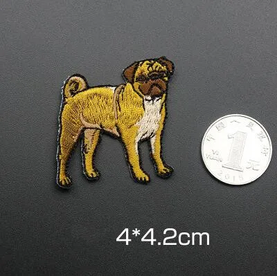 Perros pequeños Pug Negro-Cut Out-hierro en apliques-Parches Coser En