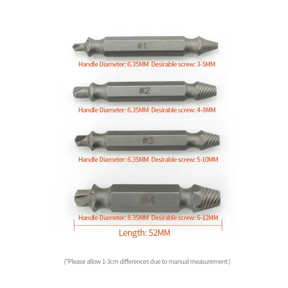 4 шт. Винт экстрактор для сломанной головки винт сломанная трубка сломанный кран болт инструмент для удаления сломанный кран и устройство для извлечения проволоки Стриптизерша