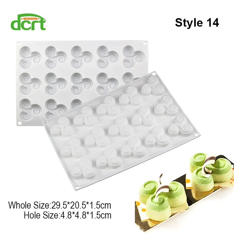 Style 14 DCRT Искусство торт 3D силиконовая форма для торта молд, аксессуары для выпечки для шоколадного брауни Мусс Сердце Круг для украшения торта инструмент для выпечки - Цвет: Style 14