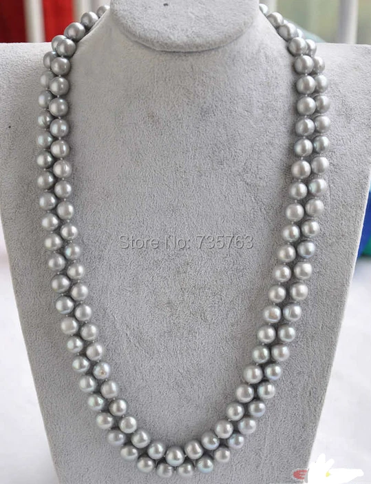 

xiuli 0014676 A++ 2row 25" 12mm ROUND GRAY PEARL NECKLACE MABE