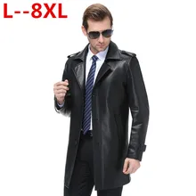 Большие размеры 8XL 6XL 5XL 4X мужские кожаные куртки из овчины, мужская верхняя одежда, Осенние повседневные куртки, мужские Модные длинные кожаные куртки