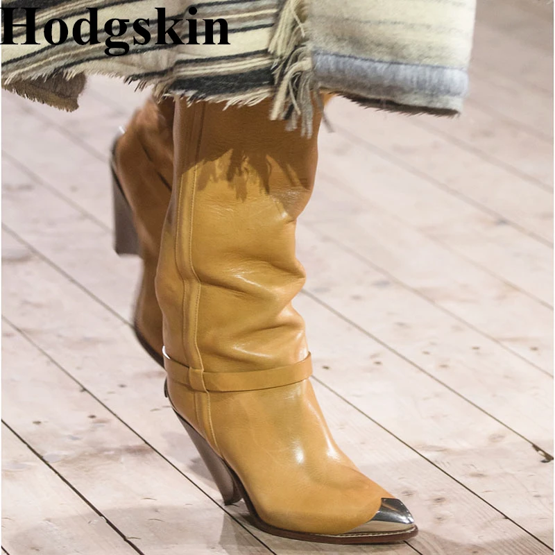 

Fashion T-stage Runway Show Woman Boots Soft Leather Spike Heel Spring Autumn Boots Women Sexy Over-the-knee booties Woman 2019