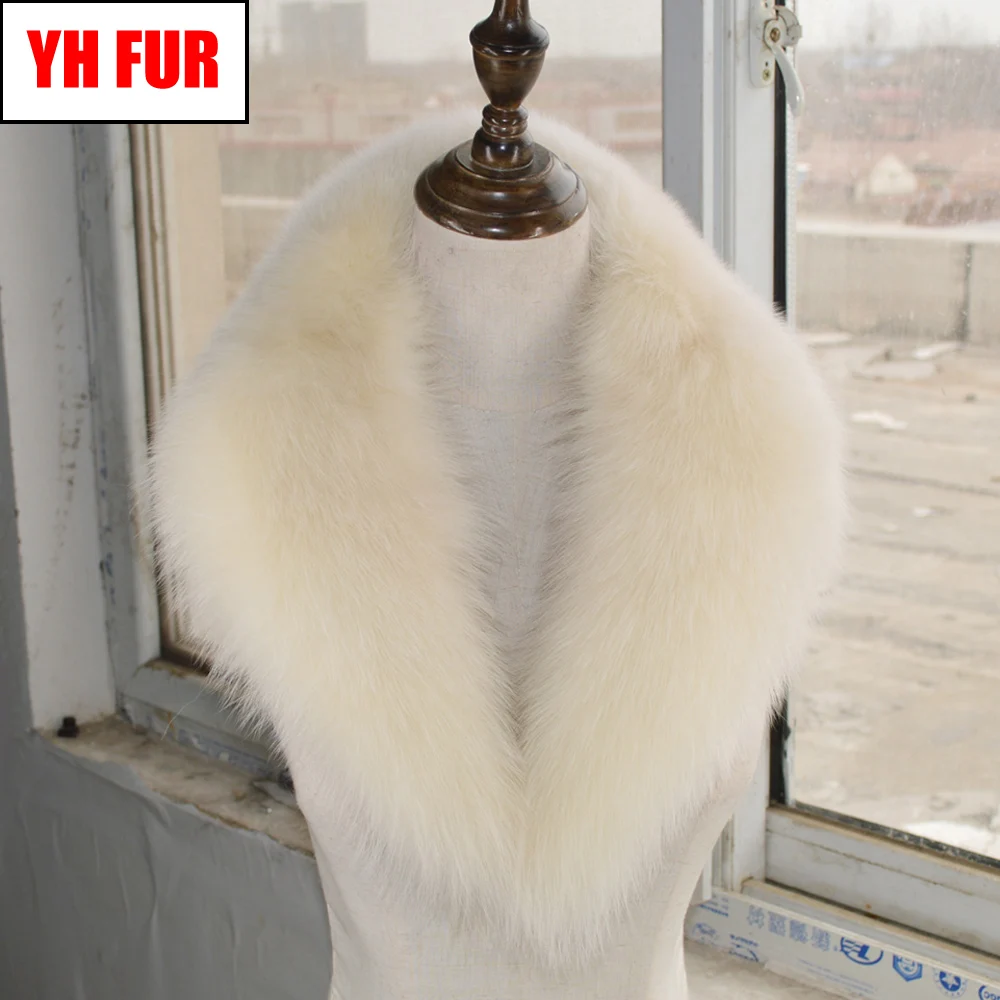 

2019 Popular Genuine Real Fox Fur Collar Hoodie Fur Natural Fox Fur Hood Trim Scarf Big Fur Collar Custom Made New Arrival