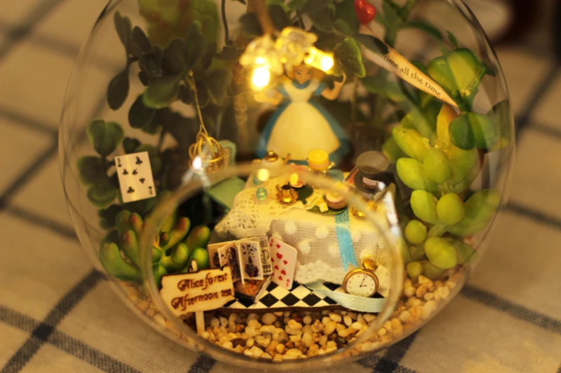 DIY Модель кукольного домика Миниатюрный Кукольный домик 3D Каса игрушки для детей стеклянный шар пеньковая веревка Рождественский подарок ручной работы игрушки B011# E