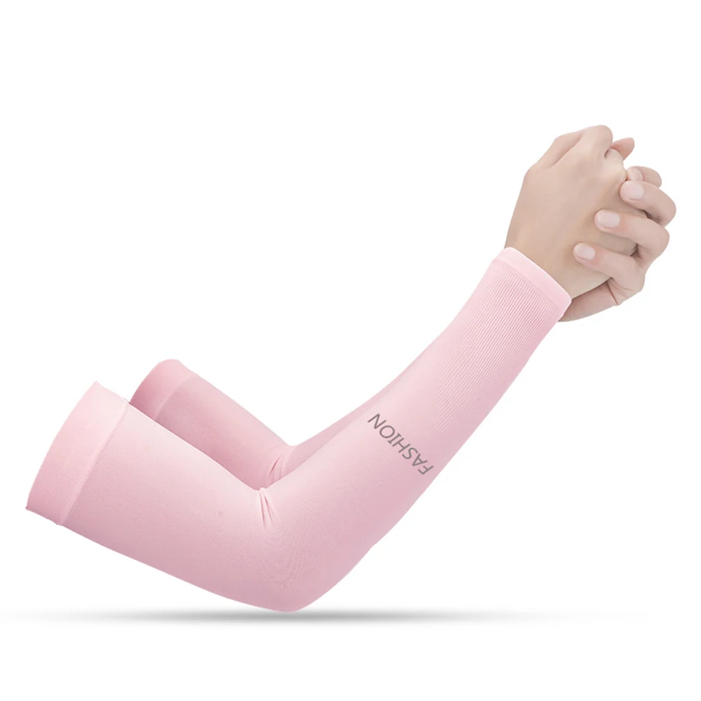 1 пара охлаждающий руку рукава УФ защитная впитывающая наручная повязка на открытом воздухе Велоспорт Вождение бег Гольф мужчины женщины - Цвет: pink not hole