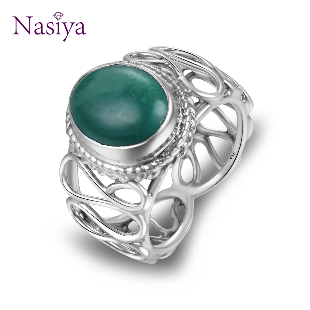 

Real Solid 925 Sterling Silver Jewelry Rings For Women Bezel Setting Blue Turquoise Natural Stone Ring Charm Party Chrismas Gift