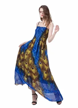 

Sexy Double Printed Long Chiffon Beach Dress