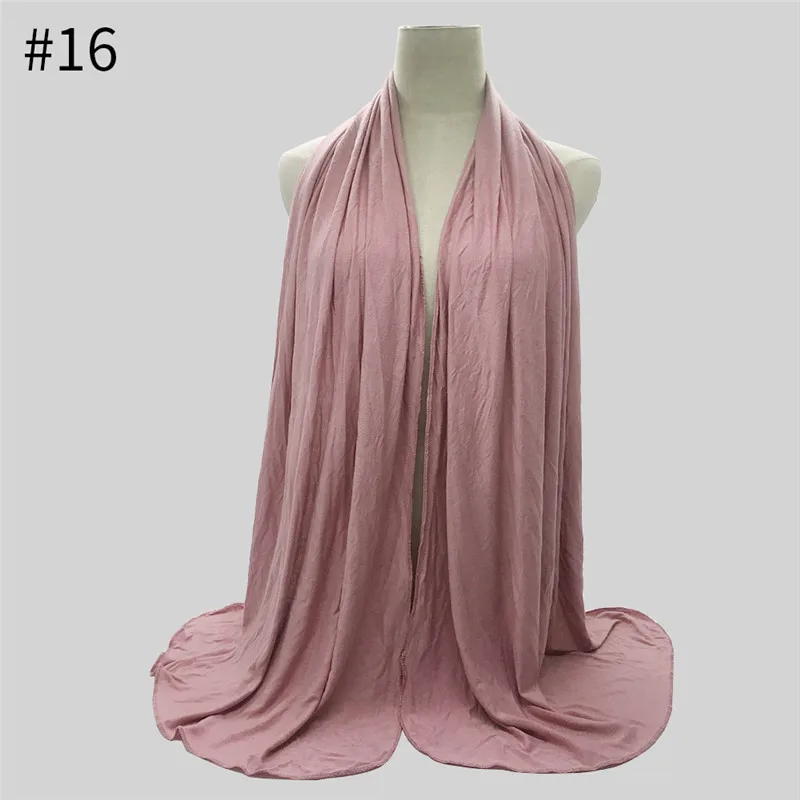 Simples jérsei algodão hijab cachecol elástico feminino