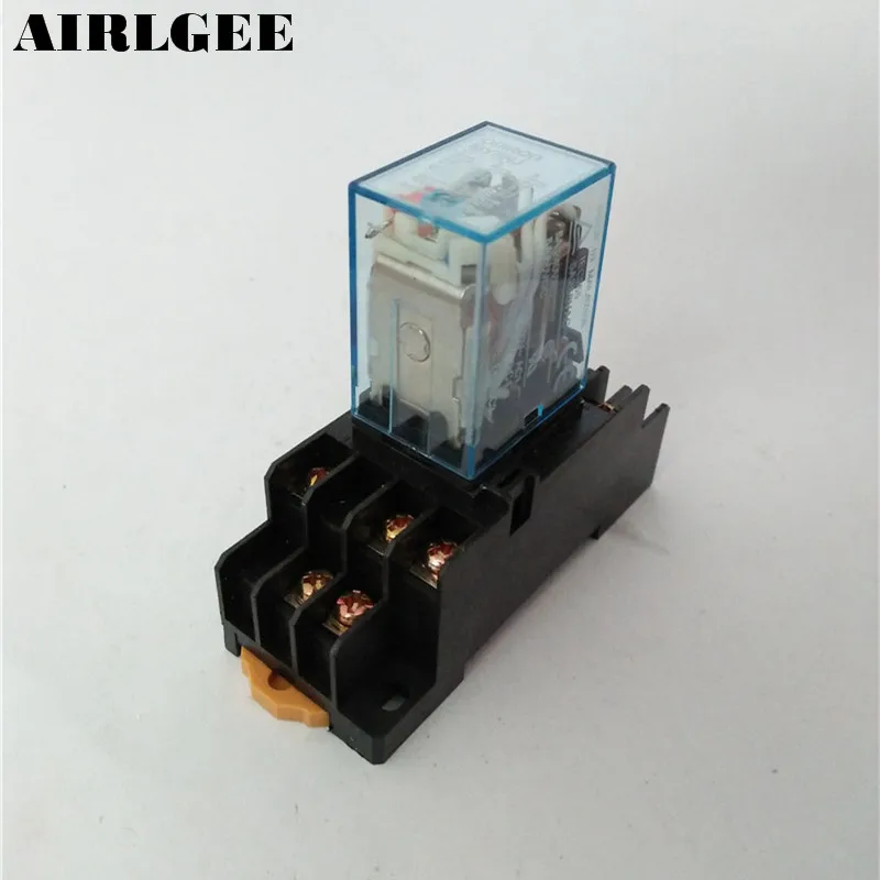 

AC6V AC220 DC12V DC24V Coil 11 Pin DIN Rail Electromagnetic Power Relay MY3J w Base Socket Free Shipping