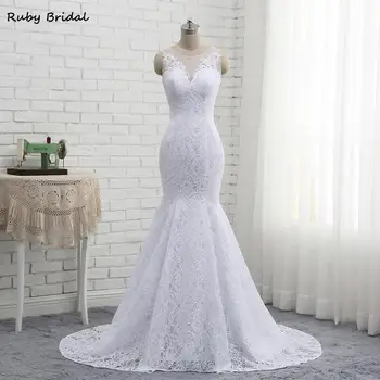 

2019 New Arrival Long Vestidos De Noiva Mermaid Lace Wedding Dresses Free Shipping Cheap Wedding Party Gown PW1903