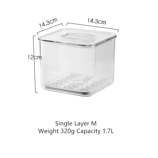 Кухонный холодильник ящик для хранения фруктов и овощей контейнер для хранения дренажа пластиковый контейнер - Цвет: Single Layer M