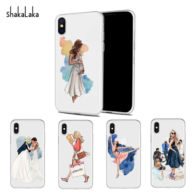 

Fashion Beautiful girl Soft Phone Case Cover for iPhone X 5s SE 6S 7 8 Plus Back Clear Capa Shell pregnant woman Fundas Coque