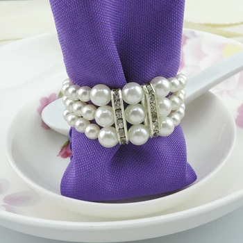 

2017New 50pcs Pearl Napkin Rings Weddings Party Serviette Table Decoration