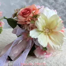 Красивый фиолетовый розовый свадебный букет все ручной работы Свадебный цветок искусственная Гортензия Пион Роза бабочка брошь букеты