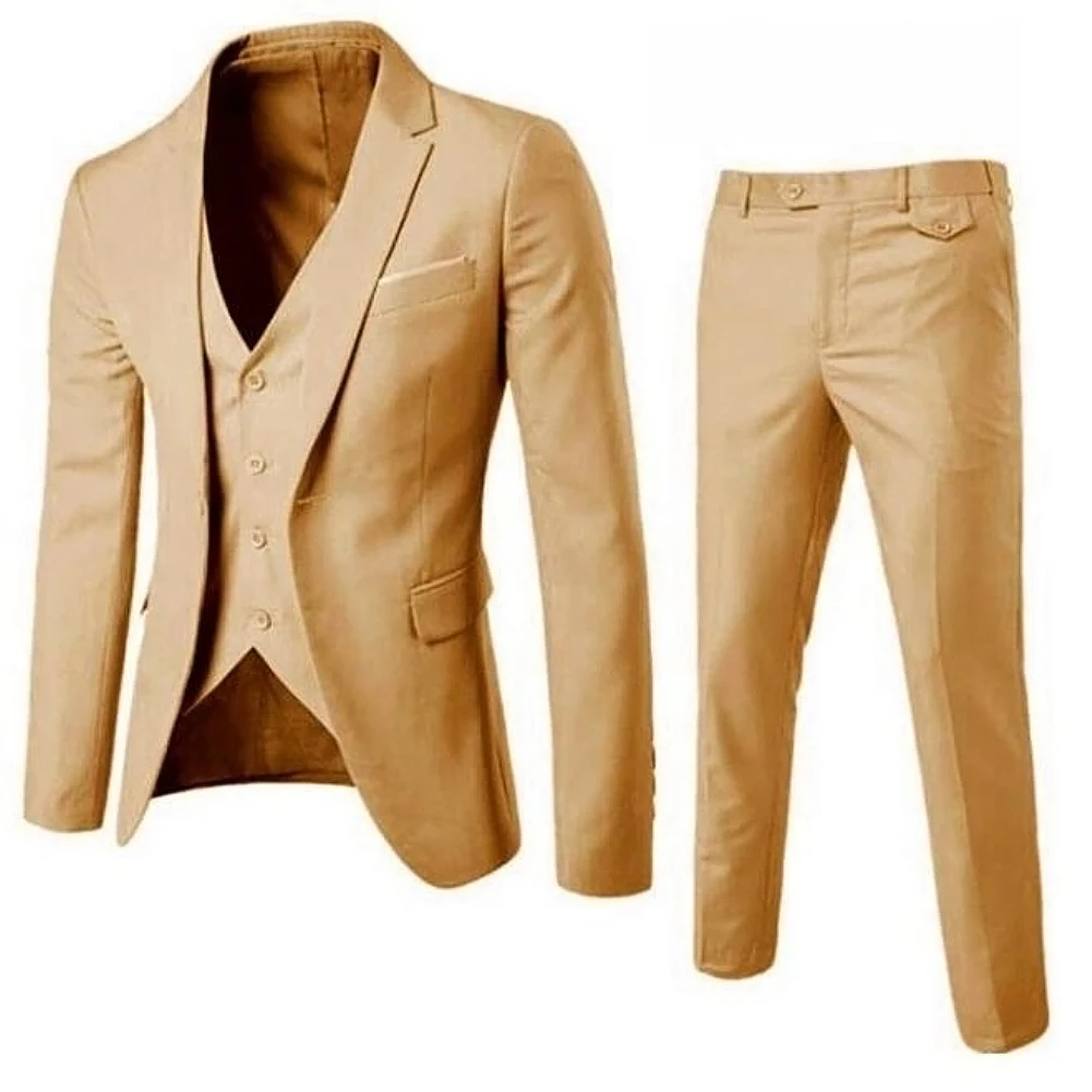 

Men 3 Pieces Solid Classic Blazers Sets Men Business Blazer +Vest +Pants Suits Sets Spring Autumn Oversize Wedding Set 2019 new
