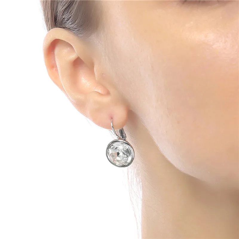 QCOOLJLY новые модные серебряные серьги-кольца для женщин 6 цветов Высокое качество CZ камень свадебные серьги с кристаллами ювелирные изделия oorbellen