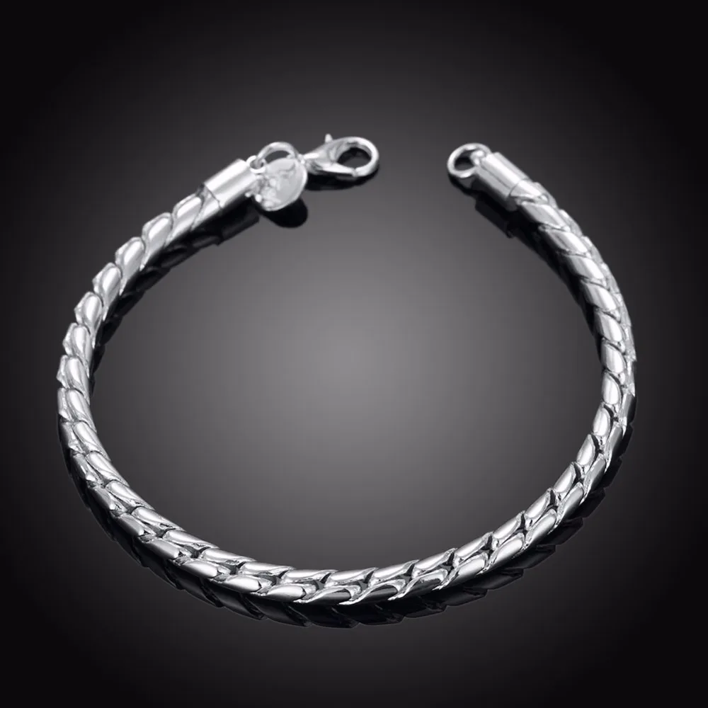 925 Sterling Silver Bracelets Snake Chain Screw Fits European Silver