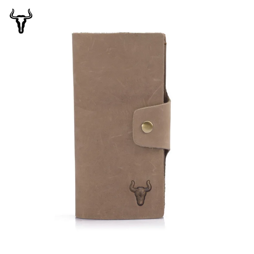 

Mingclan Genuine Crazy Horse Cowhide Leather Men Wallets Fashion Purse With Card Holder Vintage Long Wallet Clutch Wrist Bag