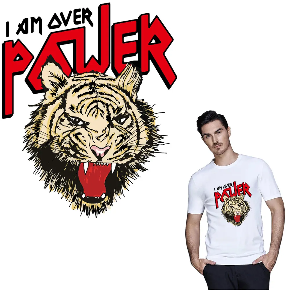 Новый стиль POWER TIGER iron on appliques для футболки куртки платья декоративные наклейки