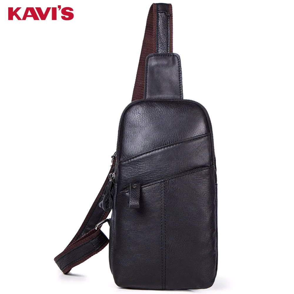 

KAVIS Genuine Leather Chest Bag Men Handbag Shoulder Clutch Male Bags Bolsas Shopper Designer Tas Sac Crossbody Messenger