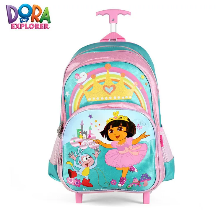 2015 fashion mooie kinderen rugzak kids dora trolley schooltassen op wielen bagage rugzak mochilas escolares - AliExpress
