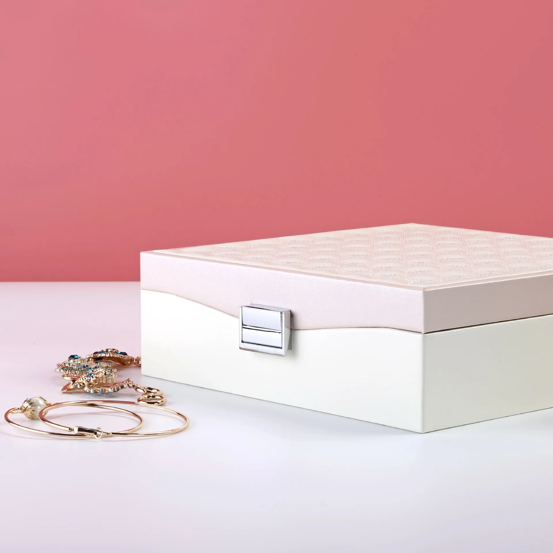 Гуаня модная фланелевая квадратная шкатулка двухслойный органайзер для макияжа колье кольцо ожерелье коробка для хранения