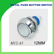12mm metal push botton waterproof nickel plated brass push button switch 1NO momentary reset