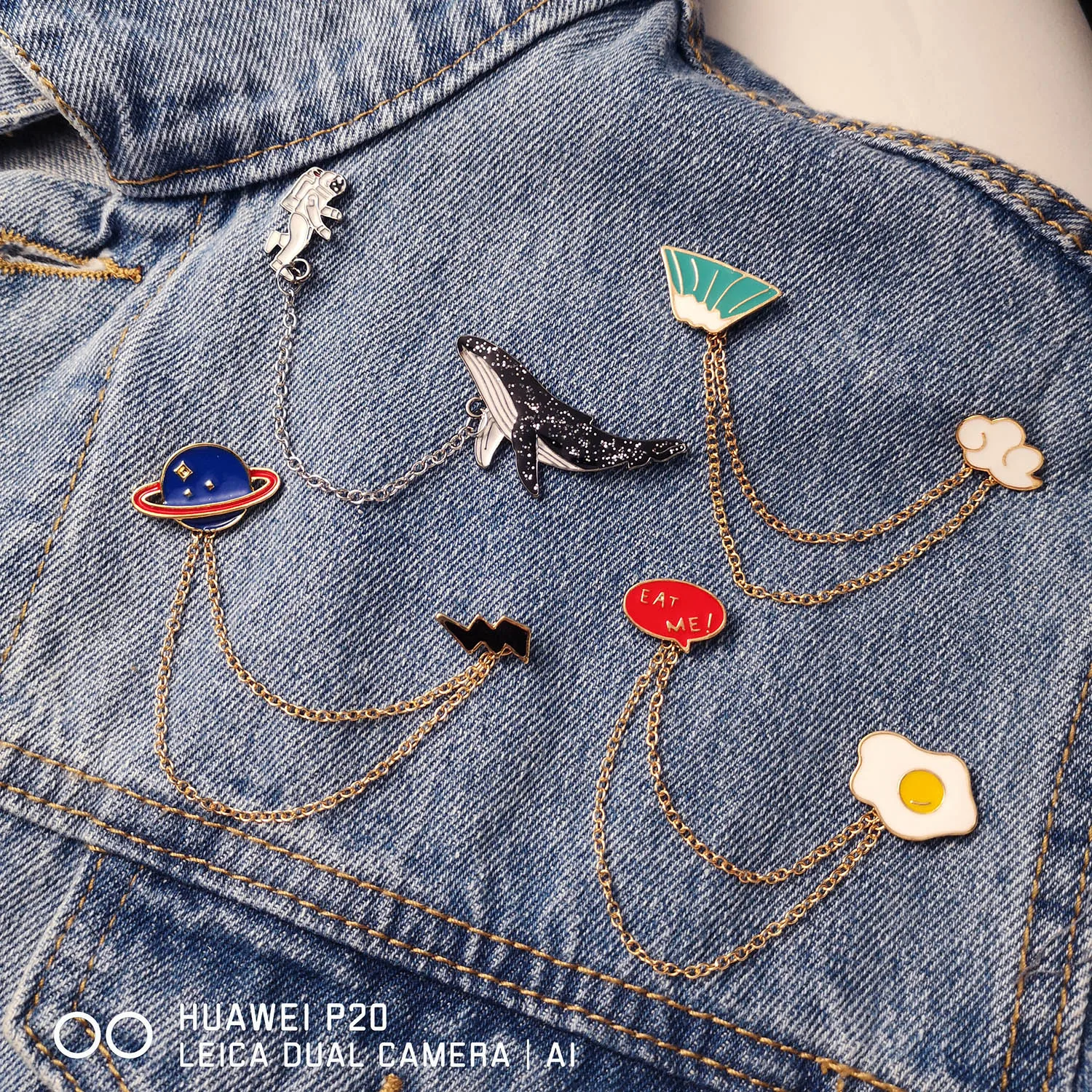 

Rinhoo Galaxy Monn Astronaut Fuji mountain Egg Deer Whale Dog Animal Tassel Pins Brooches Badges for Women Men Cute Pin