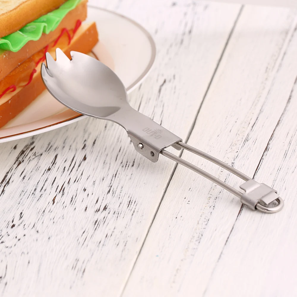 Нержавеющая сталь кемпинг столовые приборы Ложка Spork лопатка Еда складной портативный кулинарный ломтик Тернер Кемпинг Пикник Посуда